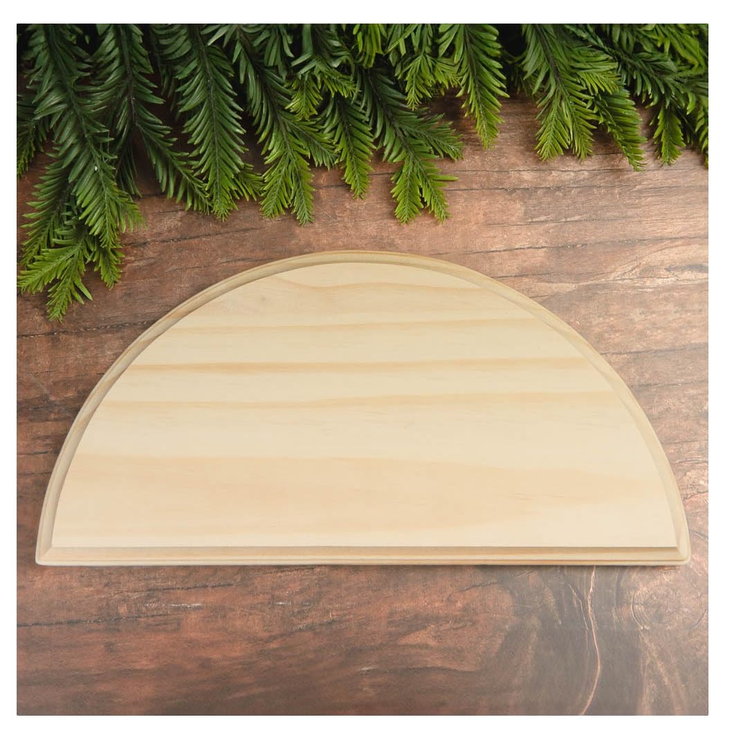 Pack of 2 Unfinished Wood Beveled Edge Half Circle Plaques from Factory Direct Craft - Blank Wooden Half Circle Signs for DIY Crafts and Projects (7 Inches x 14 Inches)