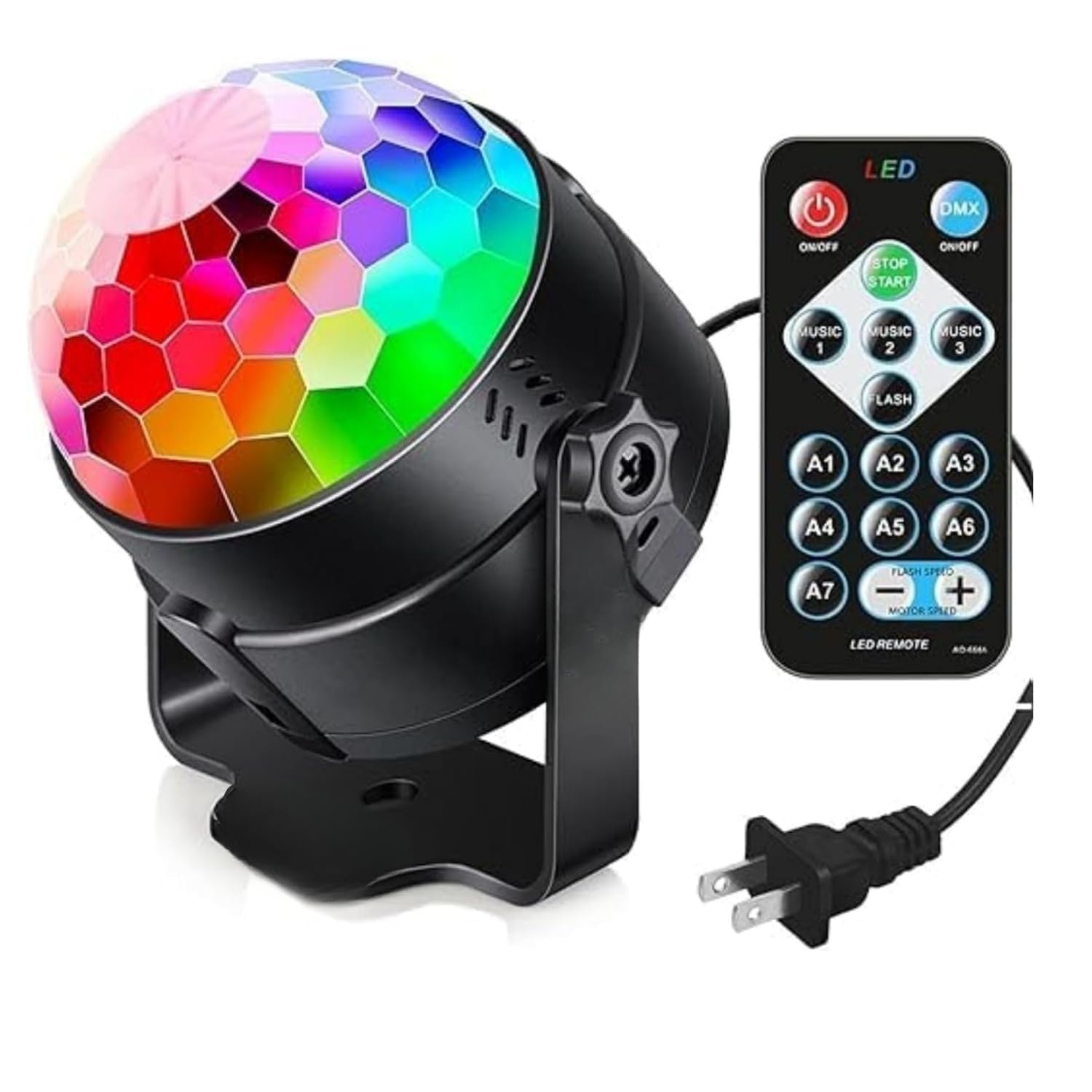Sound Activated RGB Disco Ball Party Light with Remote | 16-Color LED Strobe DJ Light for Home, Birthday, Christmas, Karaoke, and Club Decorations (Pack-1)-image-34