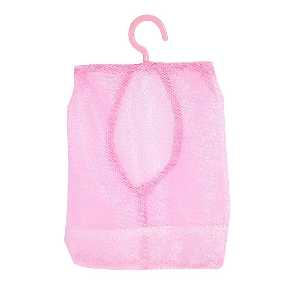 GLOGLOW Sac de rangement en maille à suspendre, sac de rangement pour pinces à linge, sac de rangement pour cuisine, salle de bain, porte, mur (rose)