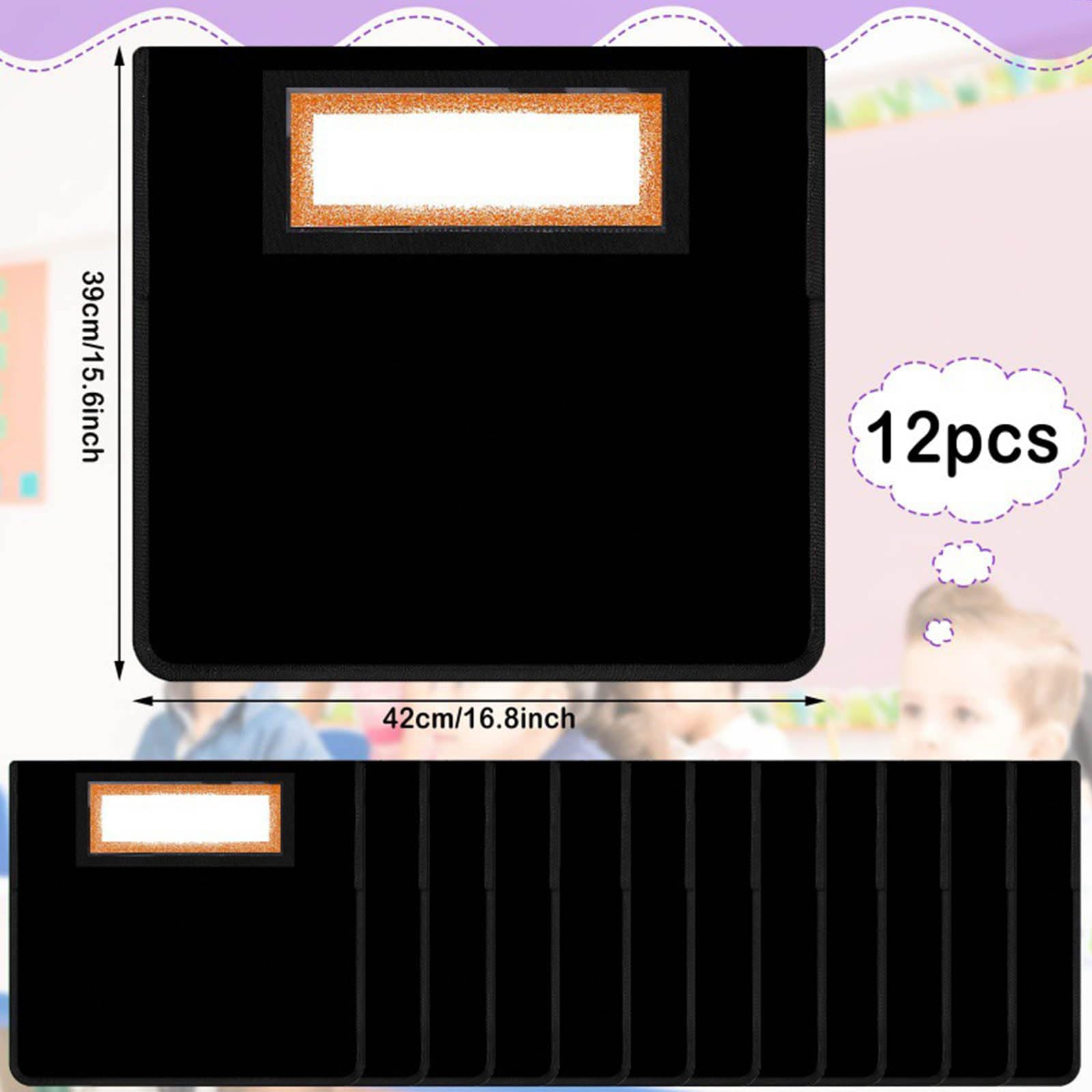 24 Stück übergroße Aufbewahrungsbeutel für Stuhlrücken, schwarzes Polyestergewebe, Aufbewahrungstaschen für Schreibtischzubehör, Schulbedarf, Schnellmontage, Polyesterstuhl-Aufbewahrungstasche