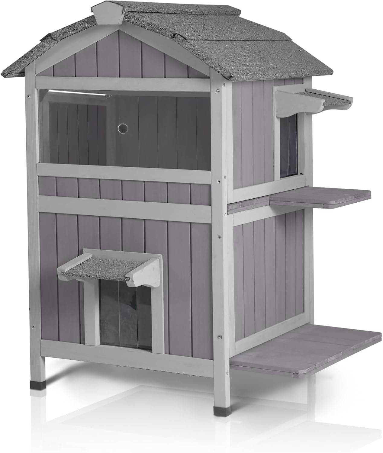 GUTINNEEN Cat House Outdoor Weatheproof Feral Cat Shelter Wooden Cat Condos for Winter Large Balcony（AIR09）