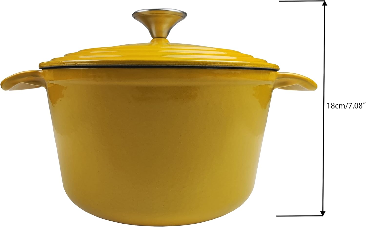 HAWOK 3.5 qt Enameled Cast Iron Dutch Oven, Dia. 8.5 inch with Lid, Yellow