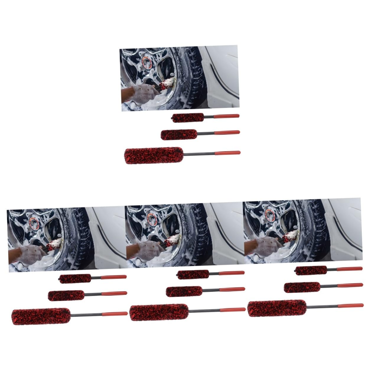 PRETYZOOM Cepillo para Llantas Cepillo De Limpieza De Automóviles Cepillo para Neumáticos Pincel Cepillos De Rueda Cepillos De Neumáticos para Limpiar Neumáticos Lana 3 Piezas X 4