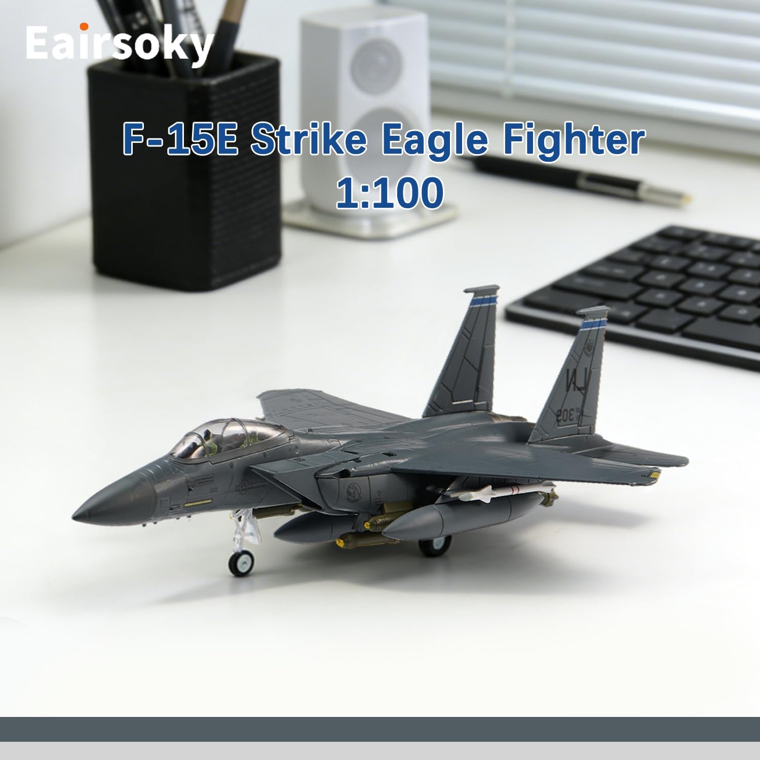 1:100 Scale F-15E Strike Eagle Metal Fighter Jet Model Military Die-cast Aircraft Models for Collection or Gift LN Tail