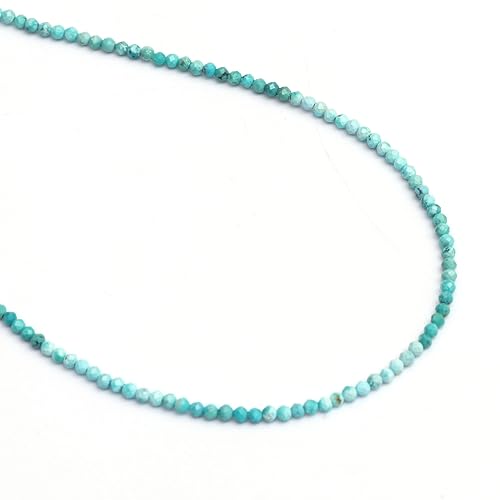 Miniatura 3 de GemInspire Natural Turquoise Beads Choker Necklace, 2.4-2.5 mm Beads With 16 + 2 Inch Adjustable Chain, Handmade 925 Sterling Silver Jewelry