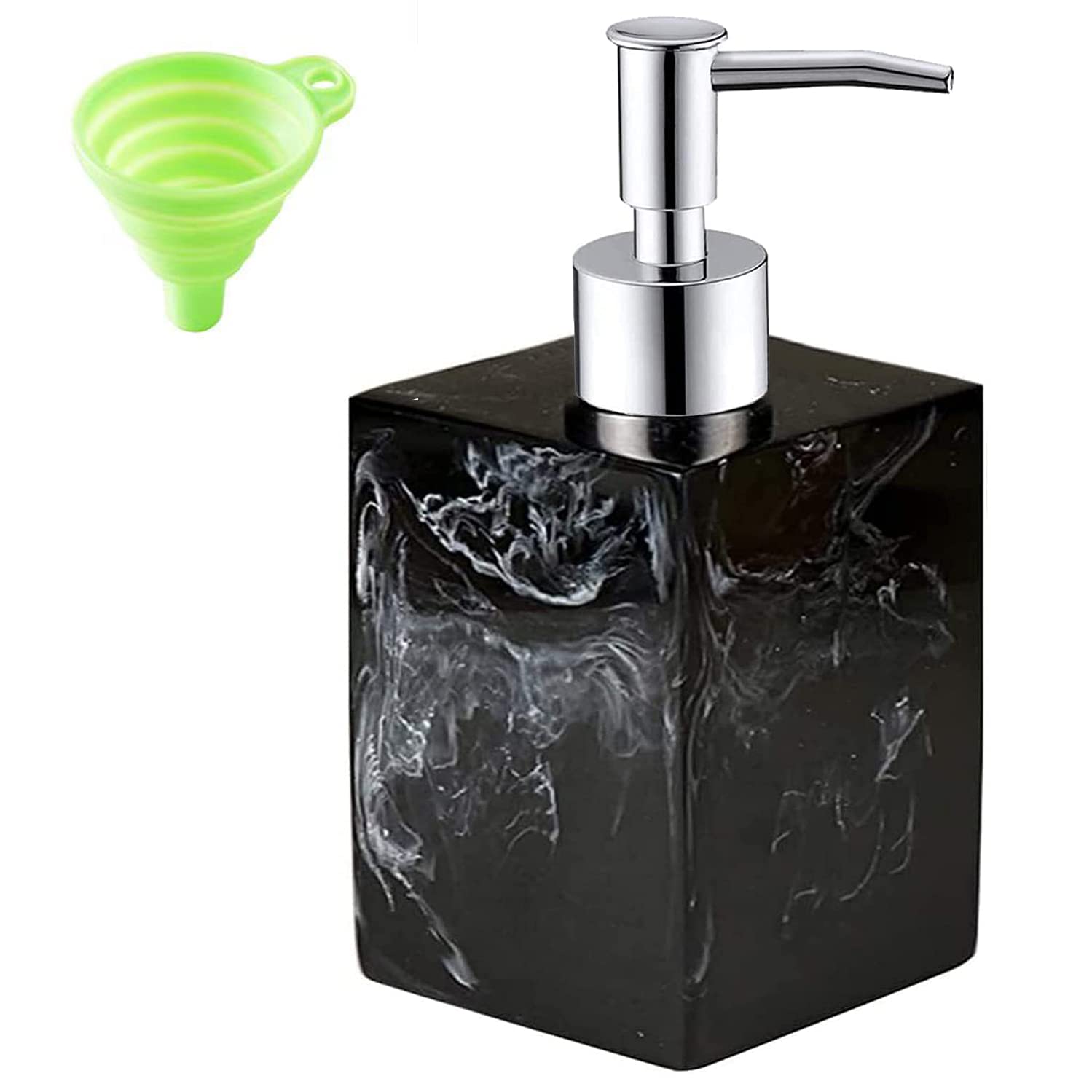 Hand Soap Dispenser, 14 oz Countertop Hand Lotion Pump Bottles, Lotion Container, Refillable Liquid Hand Soap Jar, Resin Shower Dispensers for Bathroom, Kitchen -Marble Black