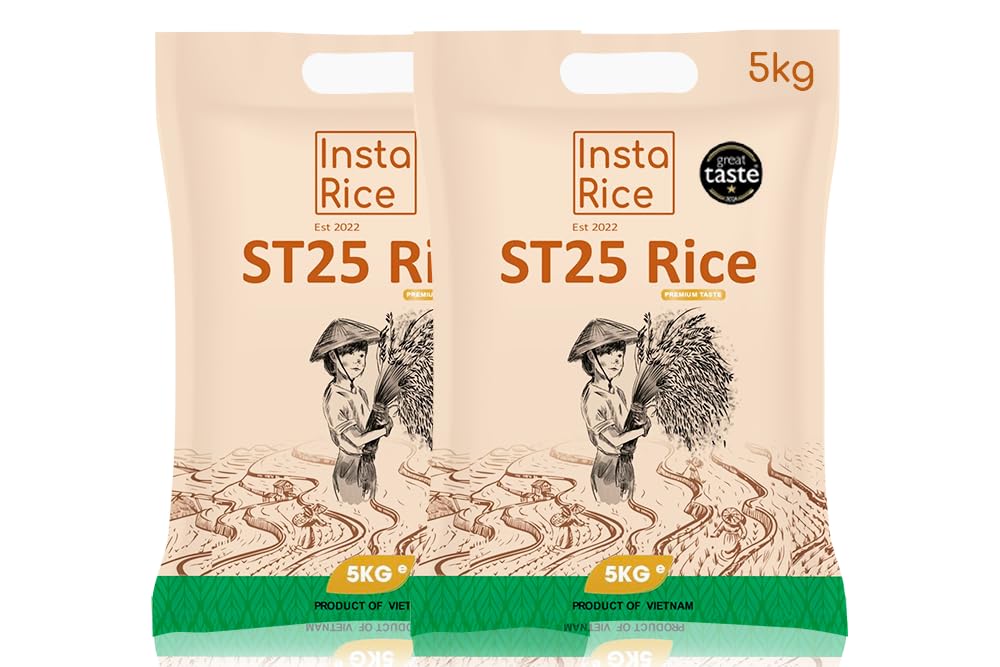Insta Rice Premium ST25 Rice – Fragrant Rice – Sticky Rice from Vietnam - Versatile Use – Aromatic Rice – 5 kg (Pack of 2) – Total 10 kg