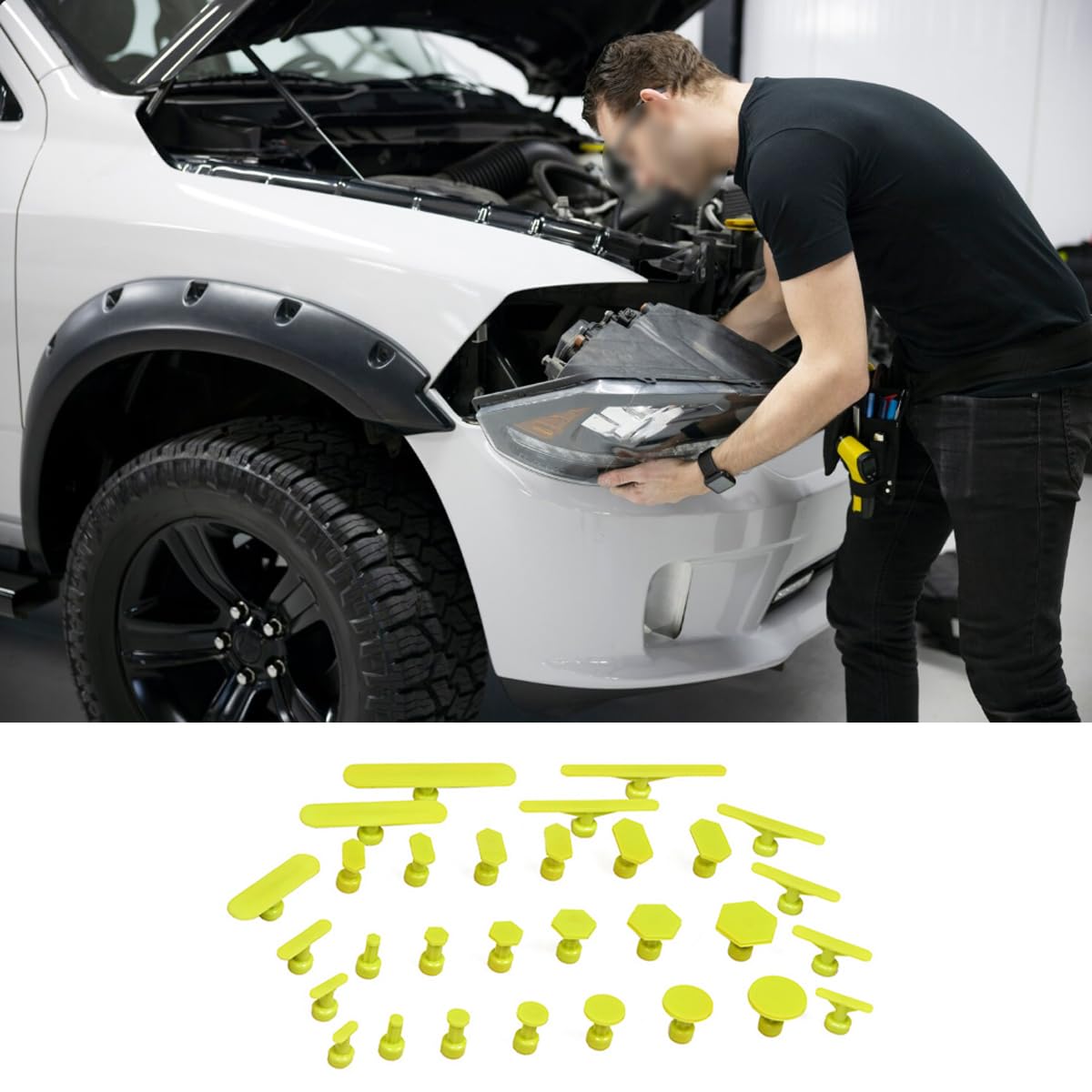 30 pezzi di linguette per pieghe da grandine ispessite PDR, kit di strumenti per estrattore senza vernice per carrozzeria auto