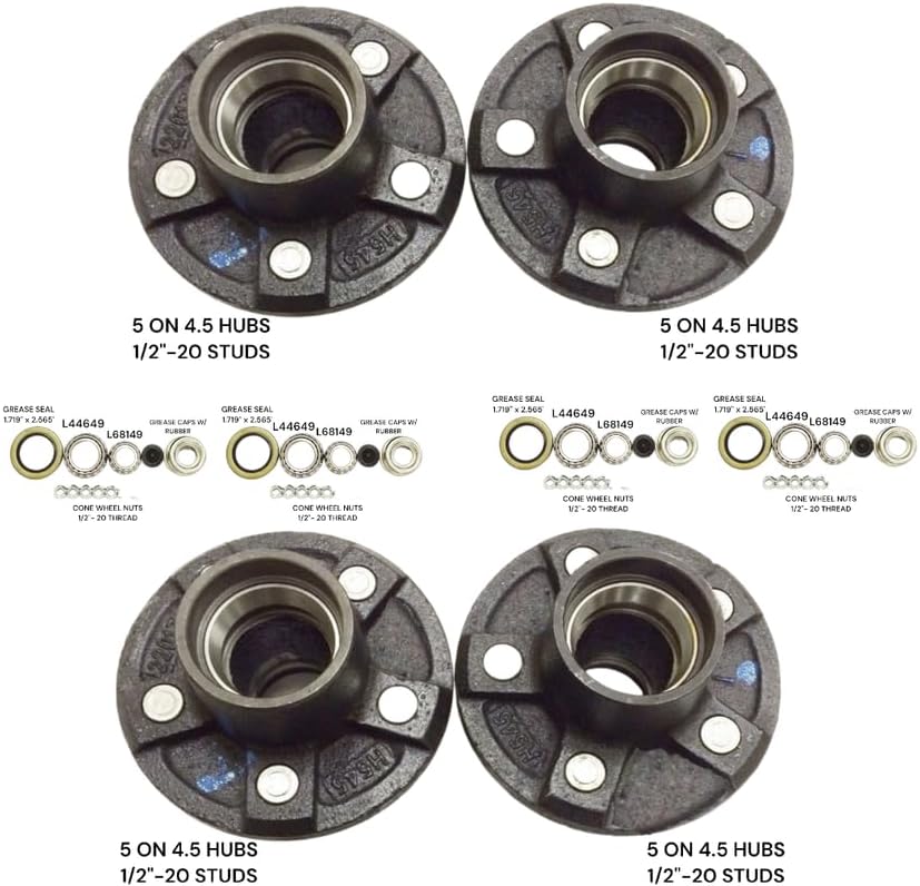 5 Lug Trailer Idler Hub Kit 5 on 4.5 for 3500 lbs Axle 5x4.5 (Pack 4)