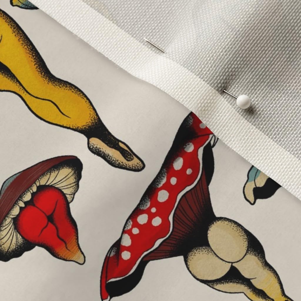 Spoonflower Fabric - Mushroom Butt Vintage Inspired Viral Trend Botanical Vegetables Women Printed on Upholstery Velvet Fabric Fat Quarter - Upholstery Home Decor Bottomweight Apparel