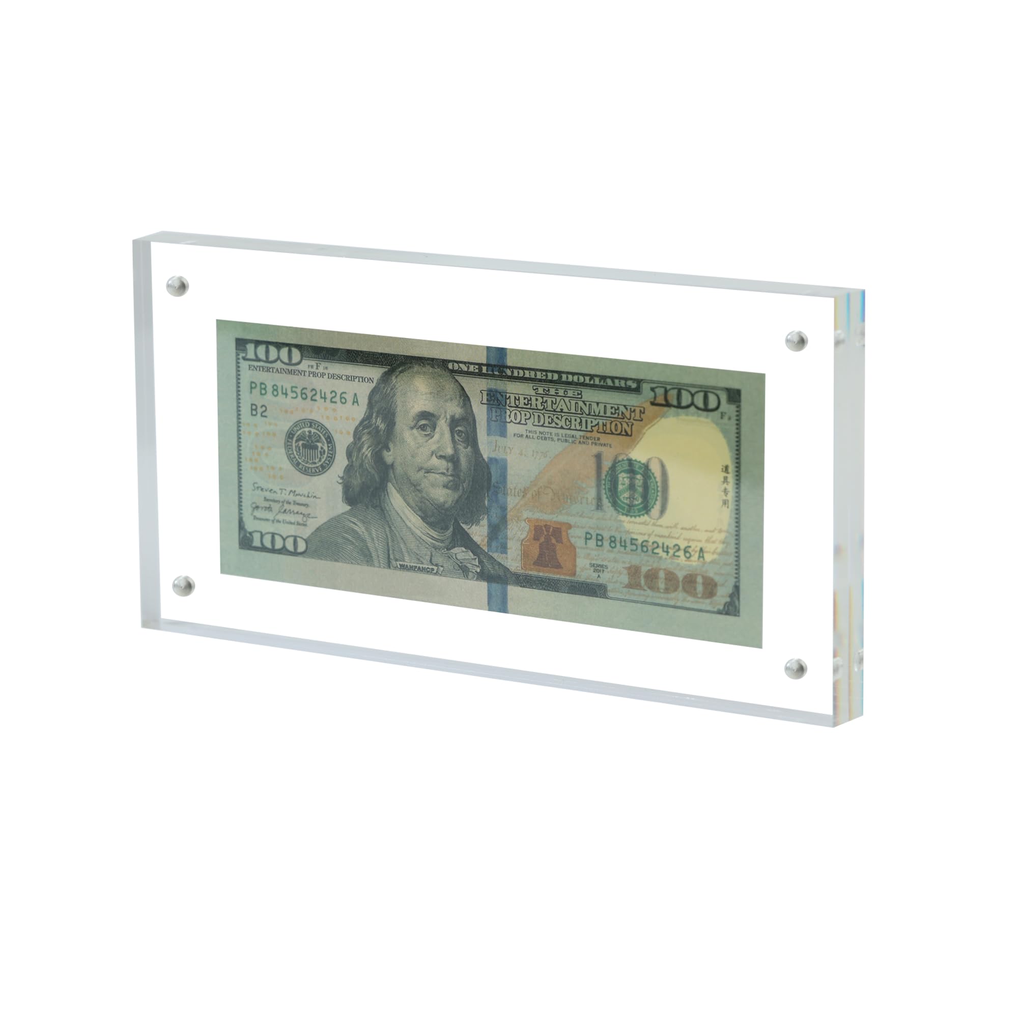 Dollar Bill Frame Display Acrylic Dollar Bill Holder 3.9X7.8Inch Thickened Frame for Dollar Bill Display Case Magnet Currency Display Frame Self Standing for Money Ticket Picture Photos Display Case