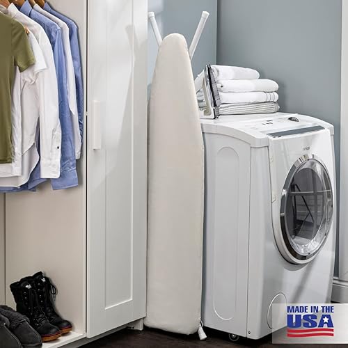 Miniatura 2 de Tabla de planchar de tamaño completo fabricada en Estados Unidos  Beige por Seymour Home Products 4 patas de acero resistente perforadas superior