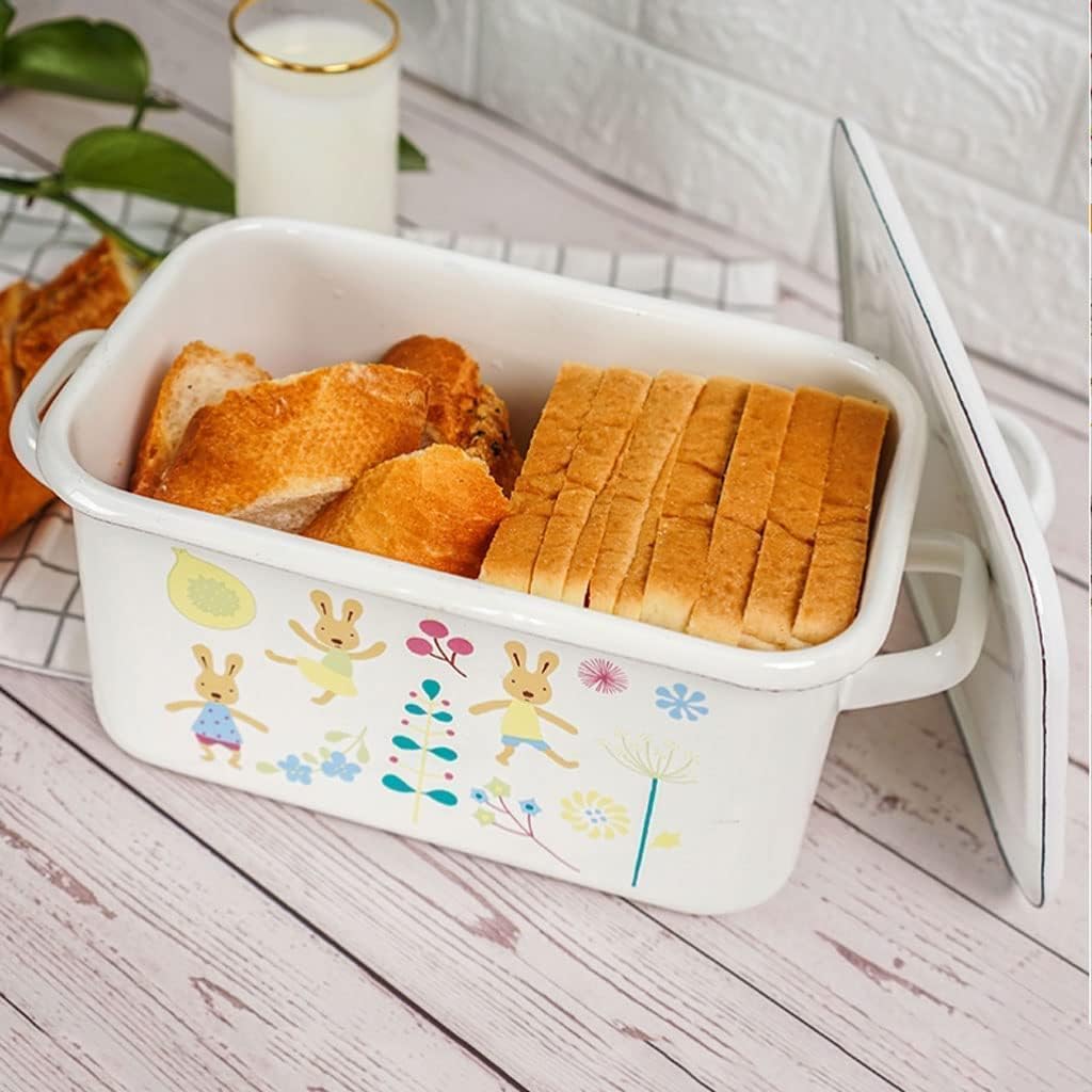 おしゃれ ブレッドケース クラシックブレッドボックス、長方形セラミックブレッドホルダー、3 / 3.5l大容量パン収納、省スペースブ