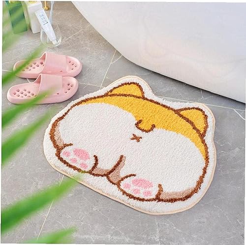 Miniatura 2 de Alfombras de Corgi de dibujos animados a tope para puerta, sala de estar, entrada, felpudos para baño, cocina, cama, pasillo, amarillo, 23.6 x 19.7
