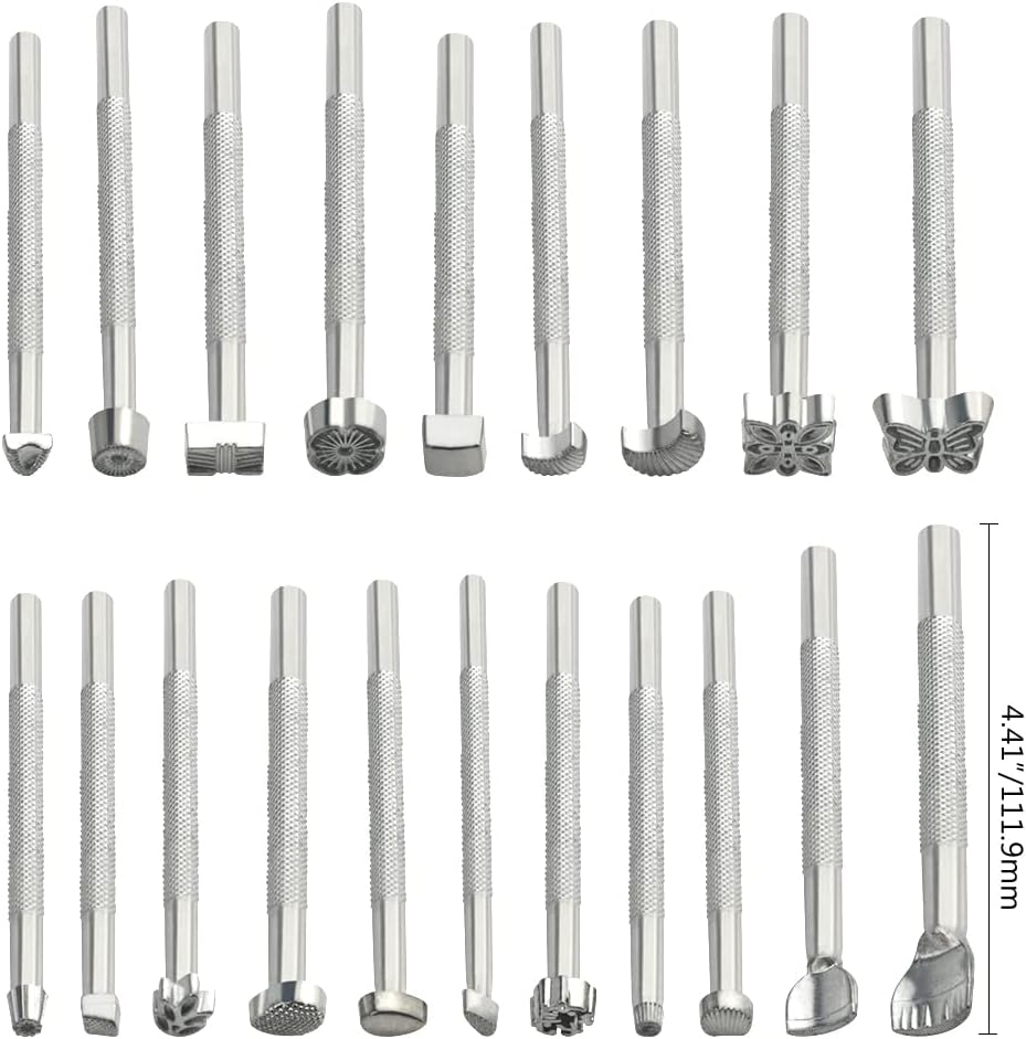 WMYCONGCONG 27 PCS Leather Stamping Tools Leather Carving Working Saddle Making Tools DIY Leather Craft Stamps Set Hammer Swivel Knife for Leather Craft DIY - Image 3