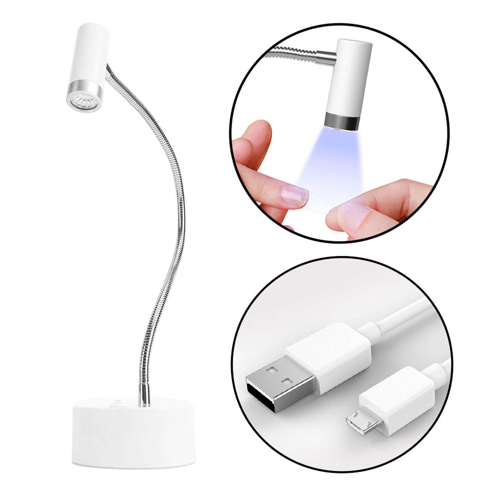 Lampada per Unghie LED UV Senza Fili con Braccio Flessibile a Collo di Cigno, Controllo Touch, Ricaricabile Rapida Polimerizzazione del Gel a Casa, in Salone
