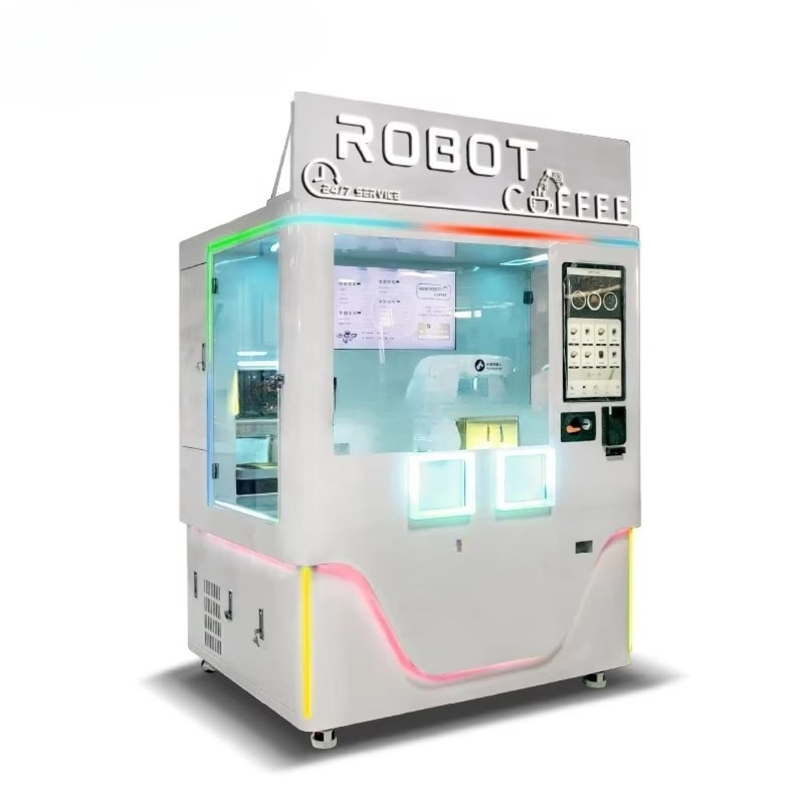 Freshly Ground Coffee Robot Machine Food Grade Materials and Industrial Design for Continuous Operation in Offices Airports and