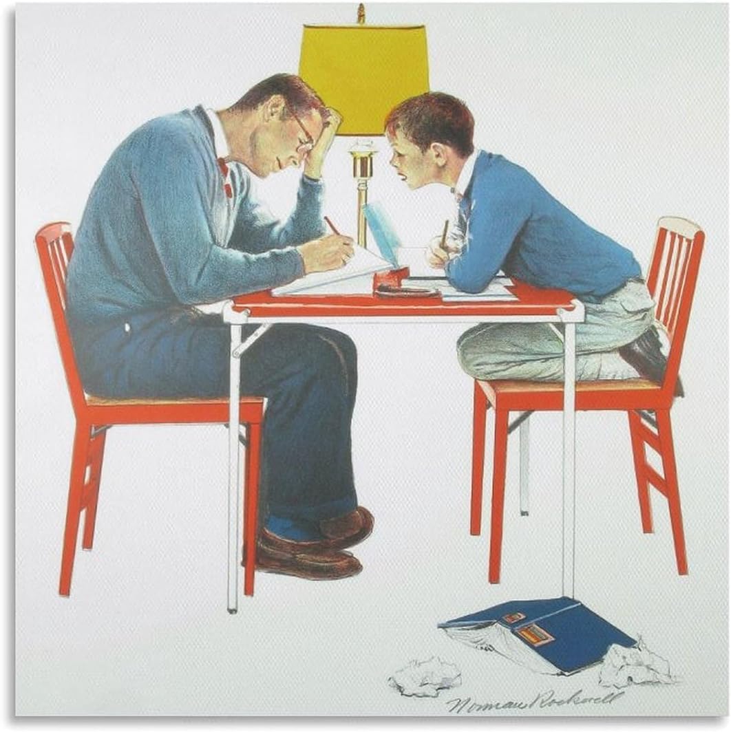 Amazon.co.jp: ノーマン・ロックウェルのポスターと版画《勉強中》絵画