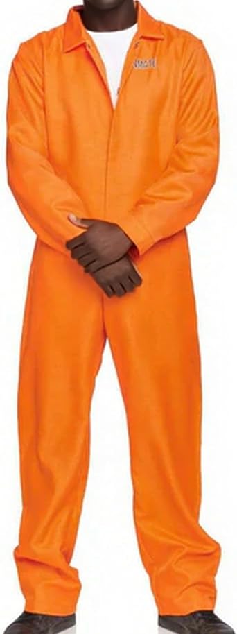 Pivanzore Womens Prisoner Jumpsuit Jail Costume Men Halloween Jail Playsuit Adult Inmate Criminal Cosplay Kids Overalls