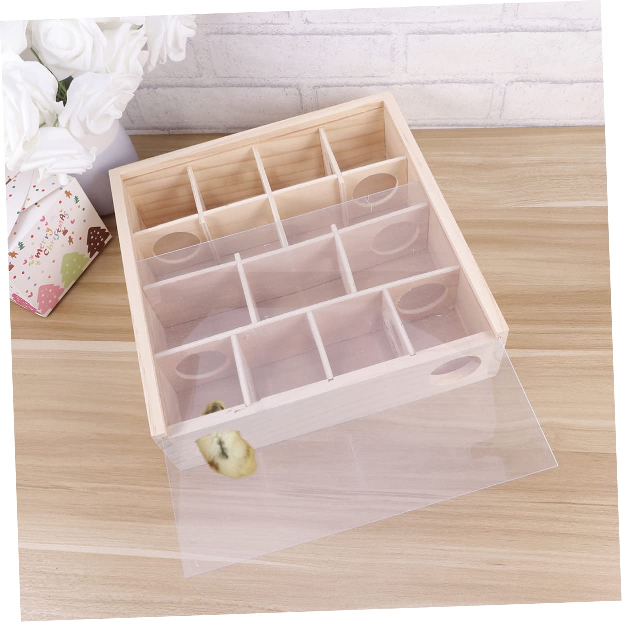 Toyvian Holzlabyrinth Mit Glasabdeckung Für Kleine Haustiere Aktivitätsspielzeug Aus Natürlichem Holzmaterial Für Hamster Kleinnager Maus Labyrinthtunnel Für Kleine Tiere