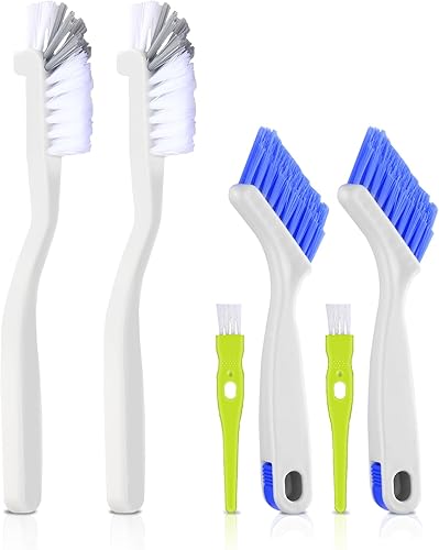 Asltw - Juego de 6 cepillos de limpieza pequeños para rieles de ventanas, lechada, esquinas y grietas, cerdas angulares para limpieza profunda,