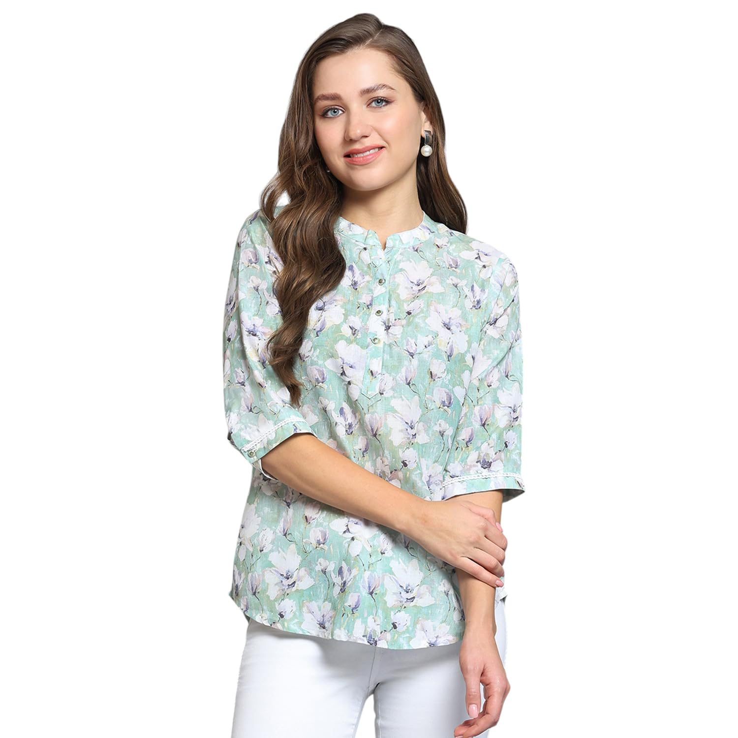 monte carlo Women's Printed Round Neck Top | 3/4 Sleeve | Casual Wear | Stylish & Comfortable | Everyday Wear Top for Women-picture-56