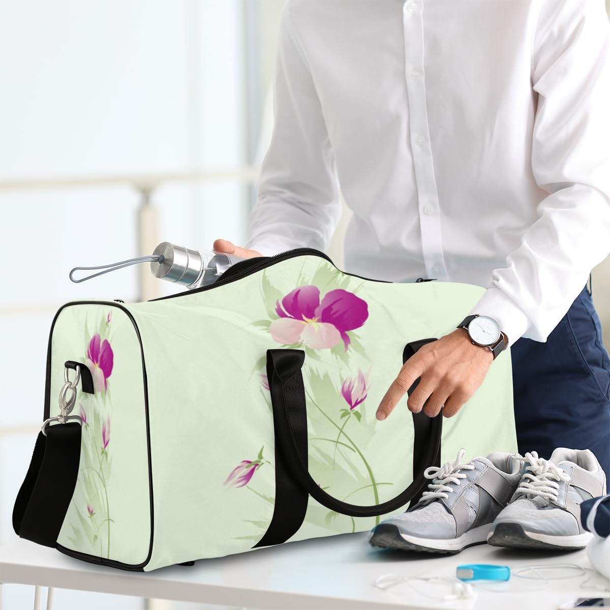 Morning Glory Flowers Travel Duffel Bag for Women Men Large Capacity Overnight Weekender Bags for Lightweight Waterproof Sport Gym Bag for Workout Yoga Swim