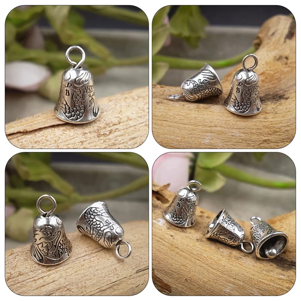 Sewroro 30Pcs Vintage Tin Bells Silver Bells Antique Charms Pendants for DIY Craft Wind Chimes Making Jewelry Findings - Image 2