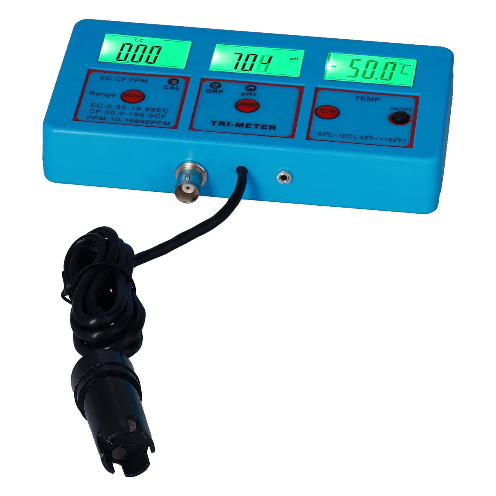 Fdit PH-Multiparameter-Wasserqualitätsmonitor ORP EC TDS CF TEMP-Tester mit LCD-Hintergrundbeleuchtung für Hydroponik-Aquarium-Schwimmbad-Wassertests (EU-Stecker 220 V)