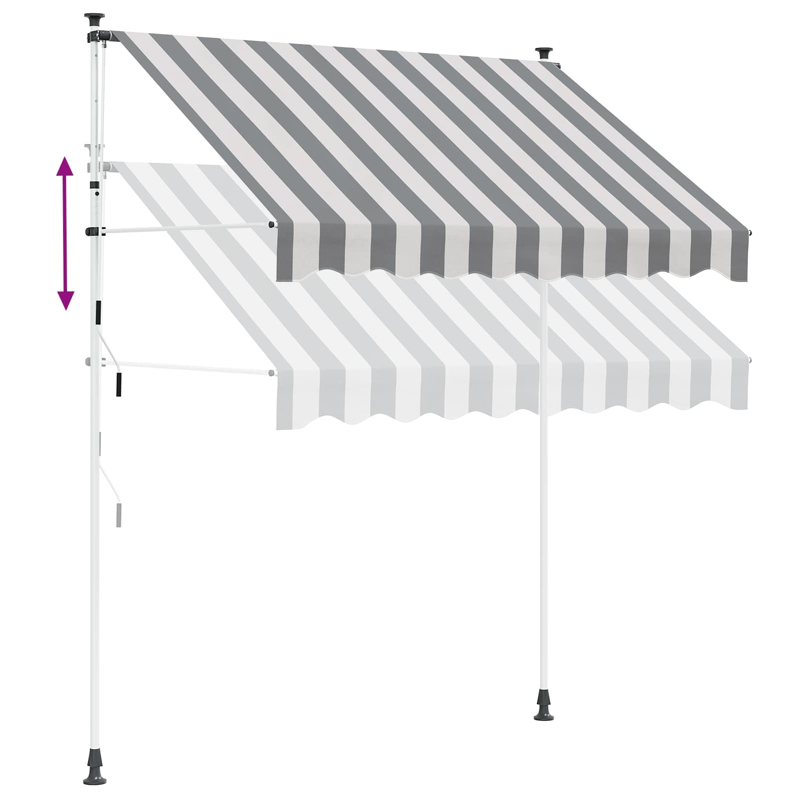 Ręcznie zwijana markiza antracytowo-biała 100 cm, poliester 180 g/m2 z powłoką PU, na balkon, taras, do ogrodu, z korbą ręczną 125 cm, regulowana wysokość i kąt