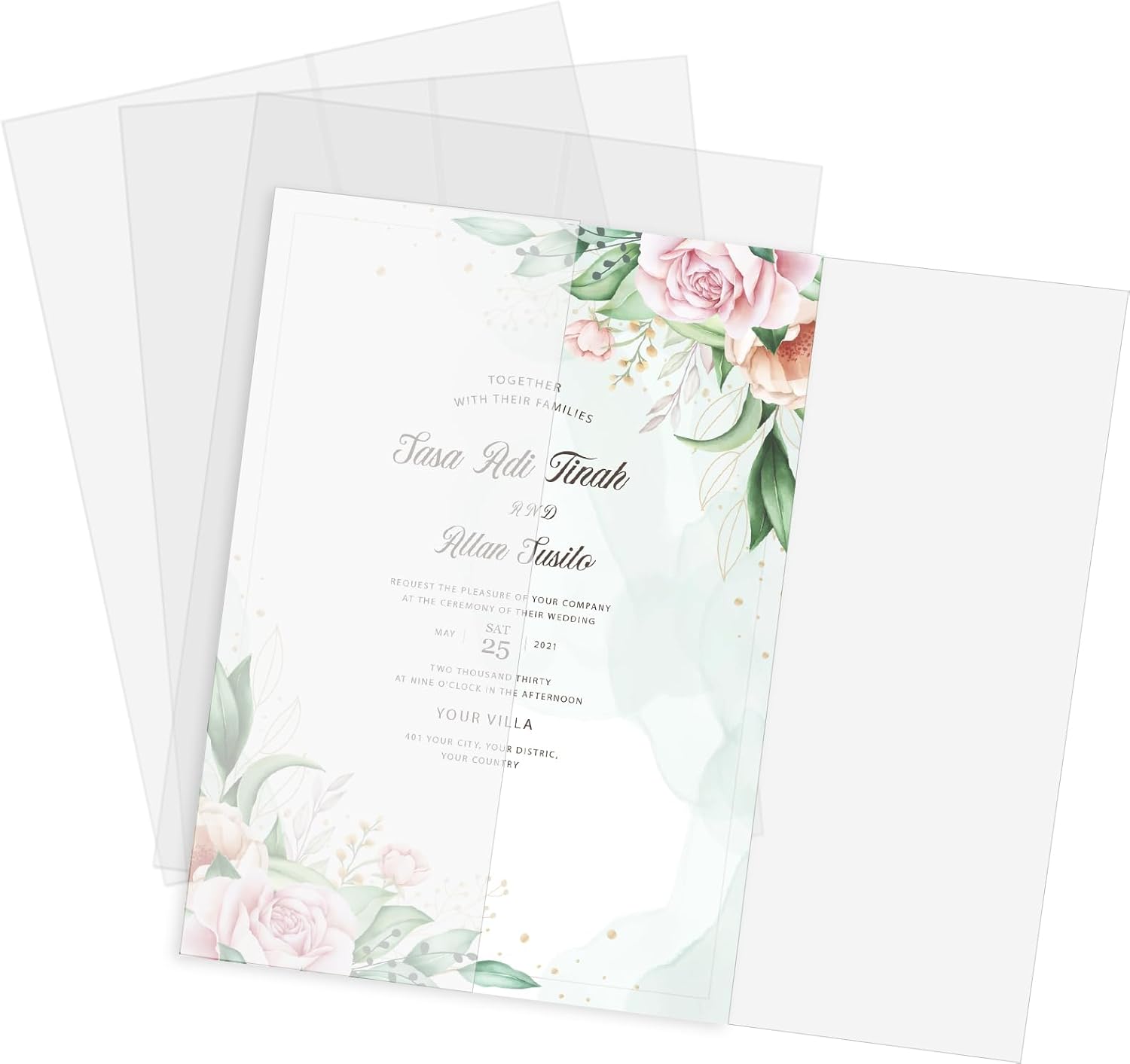 GUDELAK 130 Pack Vellum Jackets for 5x7 Invitations,Pre