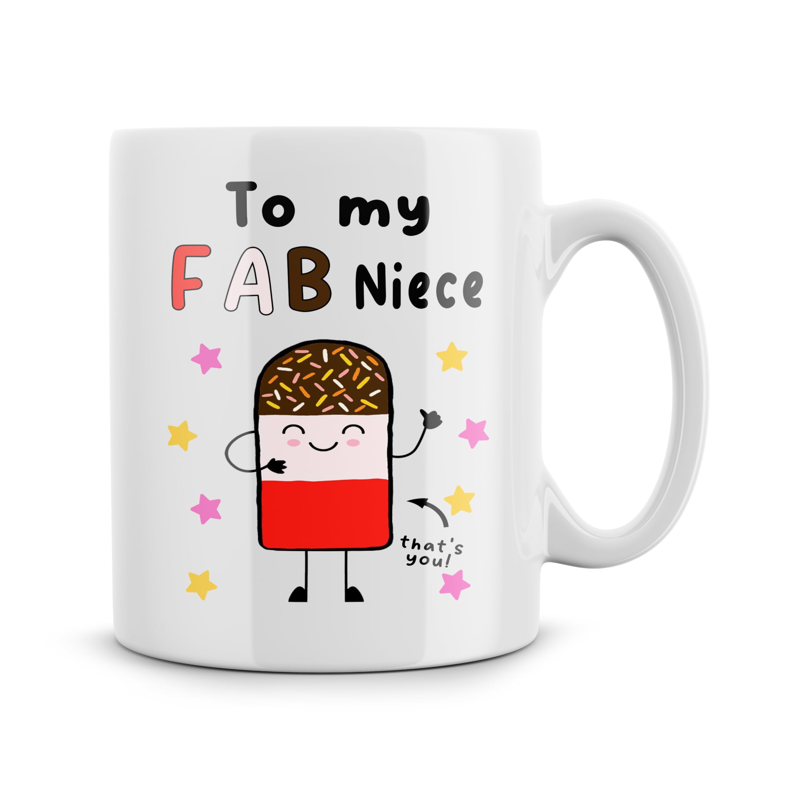 Rib Ticklerz - to My Fab Niece Funny Mug Novelty Niece Cute Birthday Family Gifts Best Niece Present Christmas Mug Gift Coffee Mugs Tea Cup from Uncle Auntie Hot Choc - MG658
