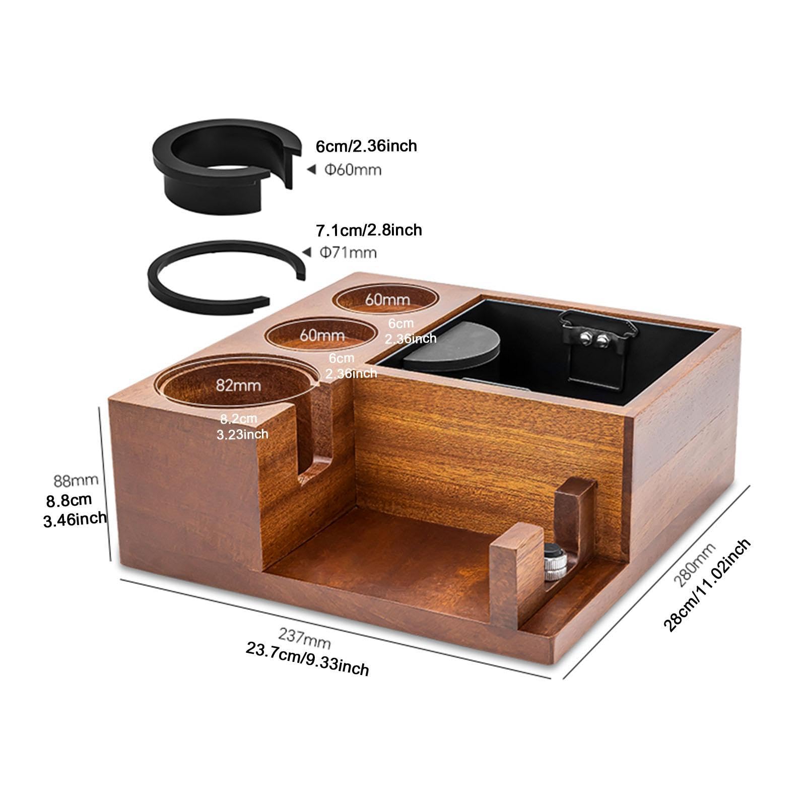 Espresso Boîte à Station Tamper Distributeur Accessoires Organisateur en Bois PP Fer Silicone Antidérapant Réglable Adapté à