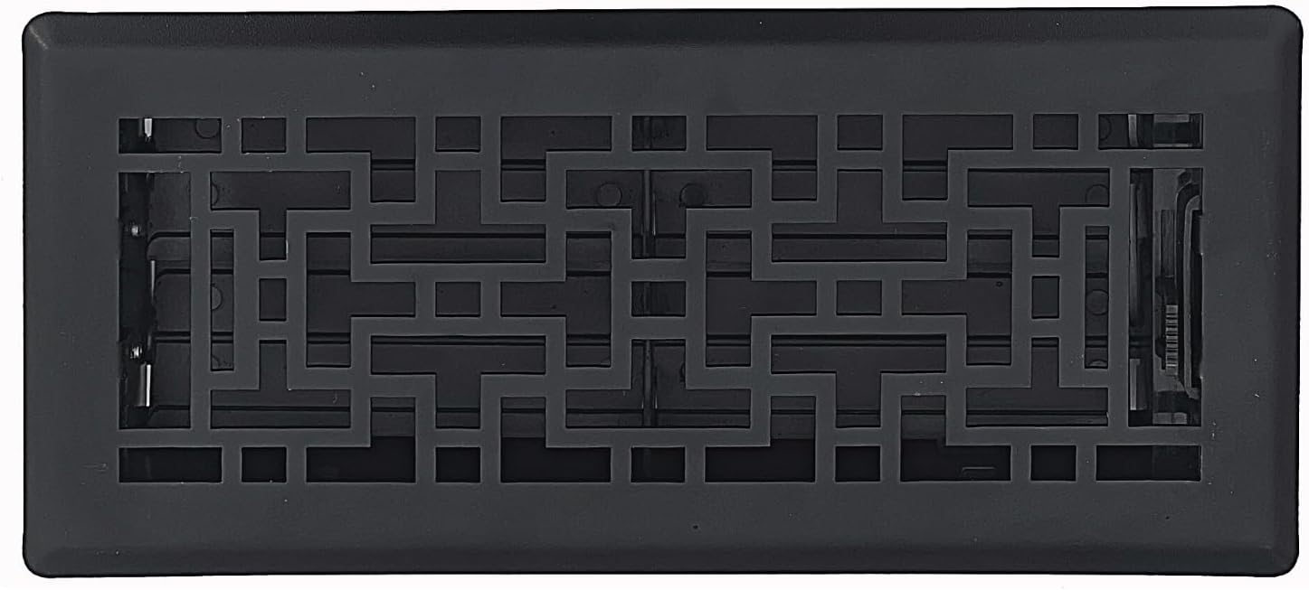Sierra Grates 4" X 10" Contemporary Design Floor Register In Cast Iron Black Finish With Air - View #4