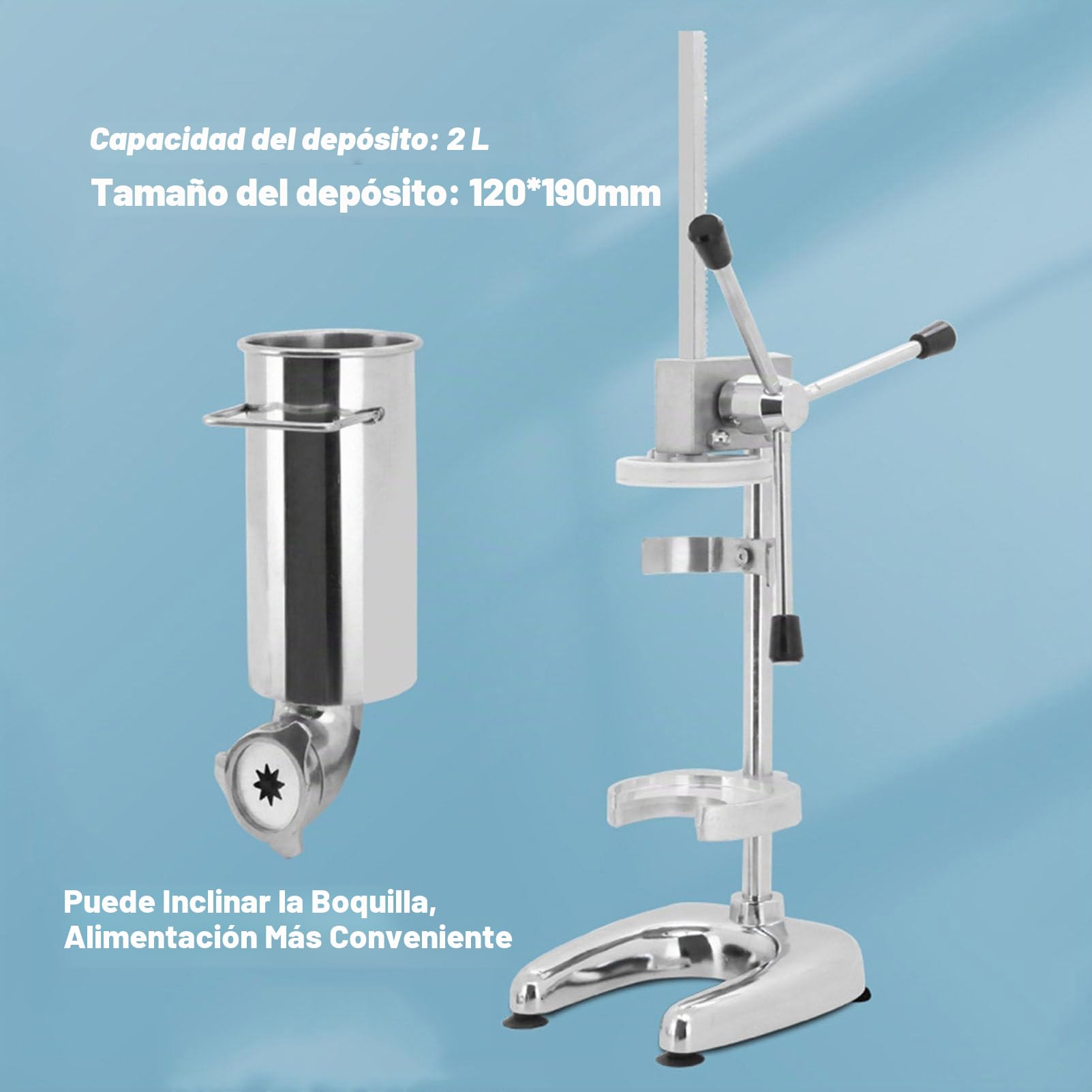 Máquina para hacer churros manual, comercial 2L 3L Máquina para hacer churreras españolas manuales con 5 tipos de moldes, Máquina para hacer churreras españolas verticales de acero inoxidable ,2L