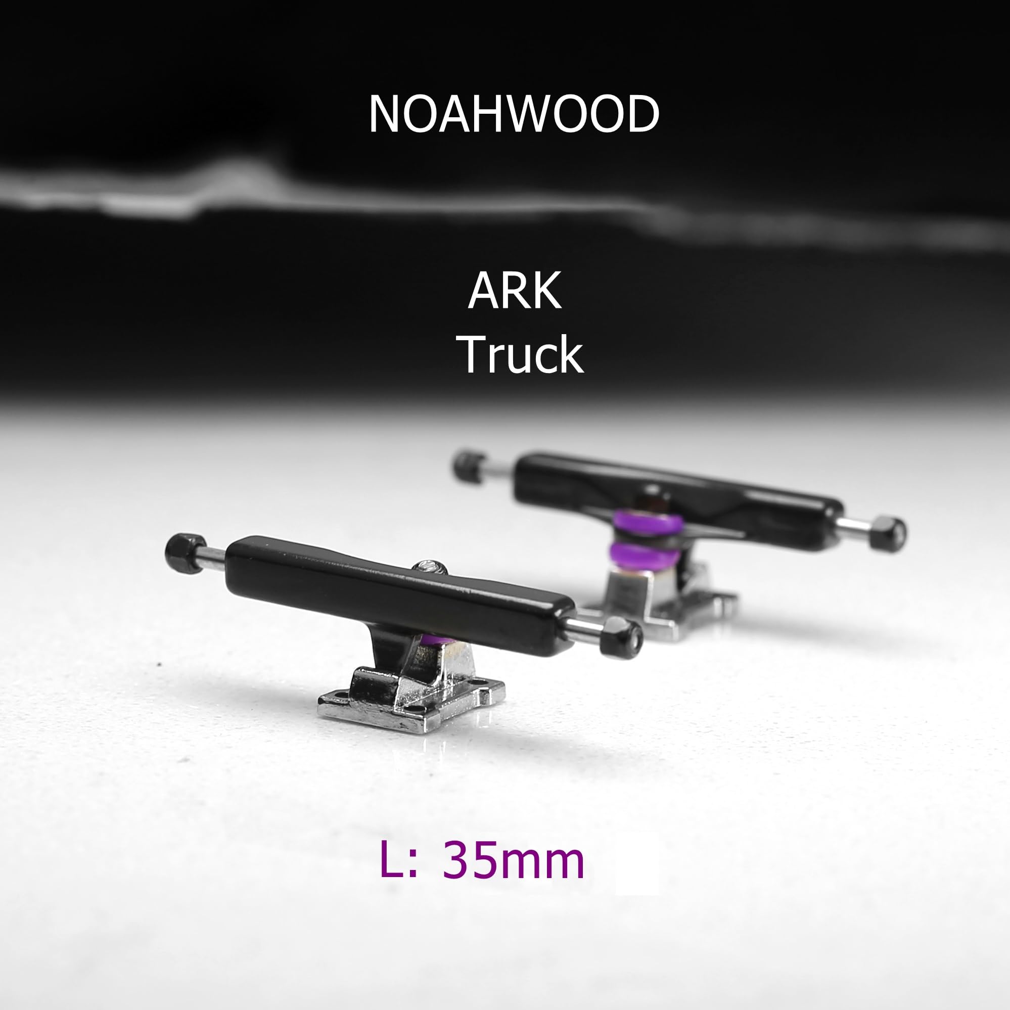 NOAHWOOD Bricolage Pro Fingerboard Truck 35 mm (plaque de base argentée et crochet noir) Camion arche + roue à glace