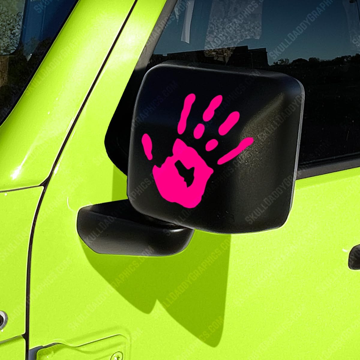 Two Wave Stickers Compatible with Jeep Wrangler JK JL TJ (x2) Decals Pair Left & Right (Pink)