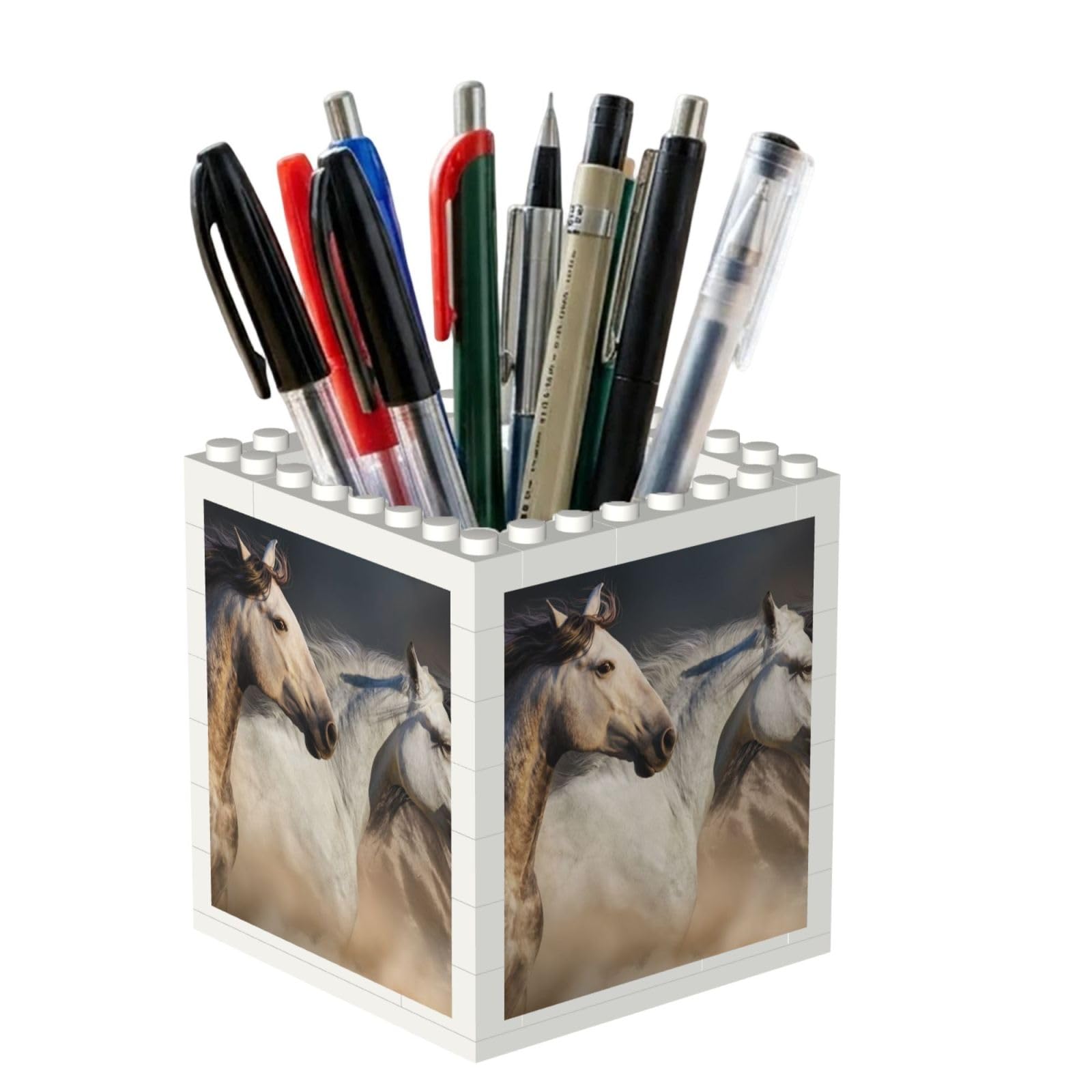 Poadnly Wild Horse Picture, Pen Pot Pencil Holder for Office Home School, Compact Desk Organiser for Office Stationery