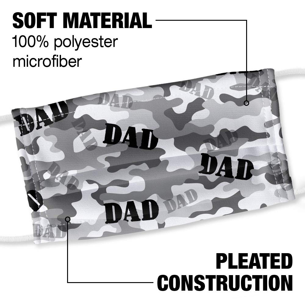 Dad Camo 1-Ply Reusable Face Mask Covering with Adjustable Nose Wire, Unisex