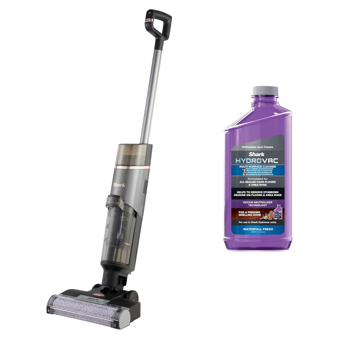 Shark HydroVac Akku-Nass-Trockensauger, kabelloser Staubsauger und Hartbodenreiniger mit Wischfunktion und Ladestation, bis 88,5 m², selbstreinigender Wischsauger, mit 1,5l Reinigungsmittel, WD210EUCP