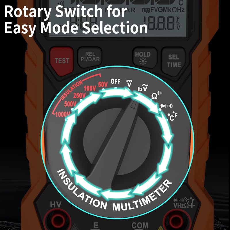 ZOYI ZT-1000R 2-in-1 Megohmmeter 1000V with DAR & Digital Multimeter, Insulation Resistance up to 20GΩ, 19999 Counts, AC/DC Diodes Ohm, TRMS, Auto-Ranging, Backlit LCD Screen, for Professional