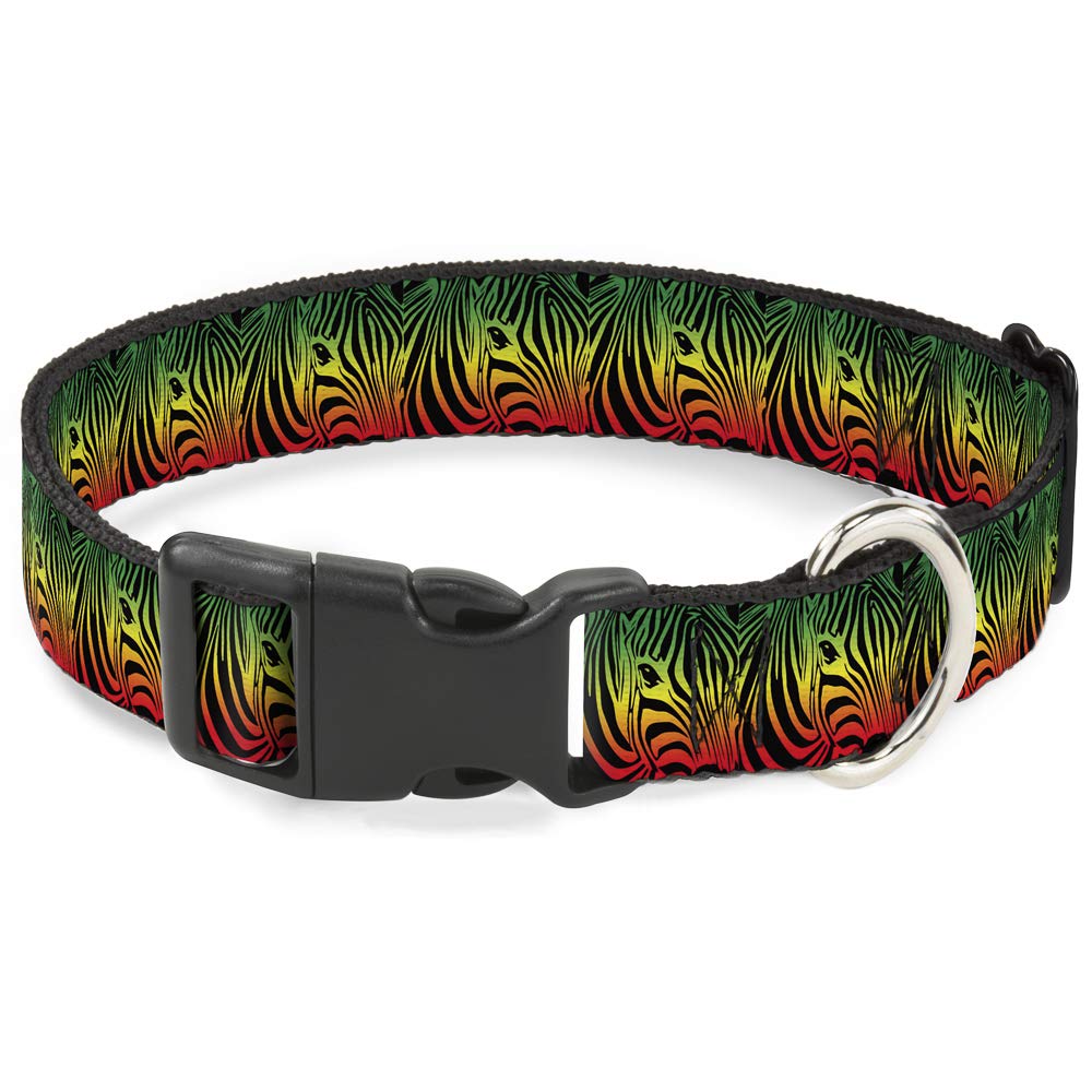 Collier pour chien rasta motif zèbre Buckle Down taille M réglable en plastique résistant