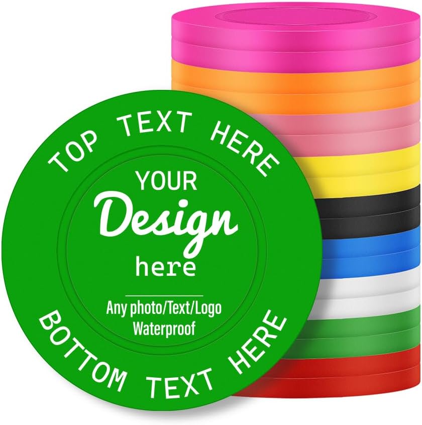 100 Custom Game Poker Chips, Personalized with Your Text and Logo, for Board Game, Casino Night and Poker Tournament (Green)
