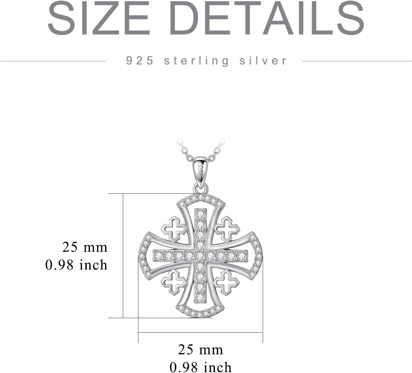 PELOVNY Mother's Day Gifts Jerusalem Cross Necklace S925 Sterling Silver CZ Cubic Zirconia Religious Cross Pendant Christians Jewelry Gifts for Women - Image 6