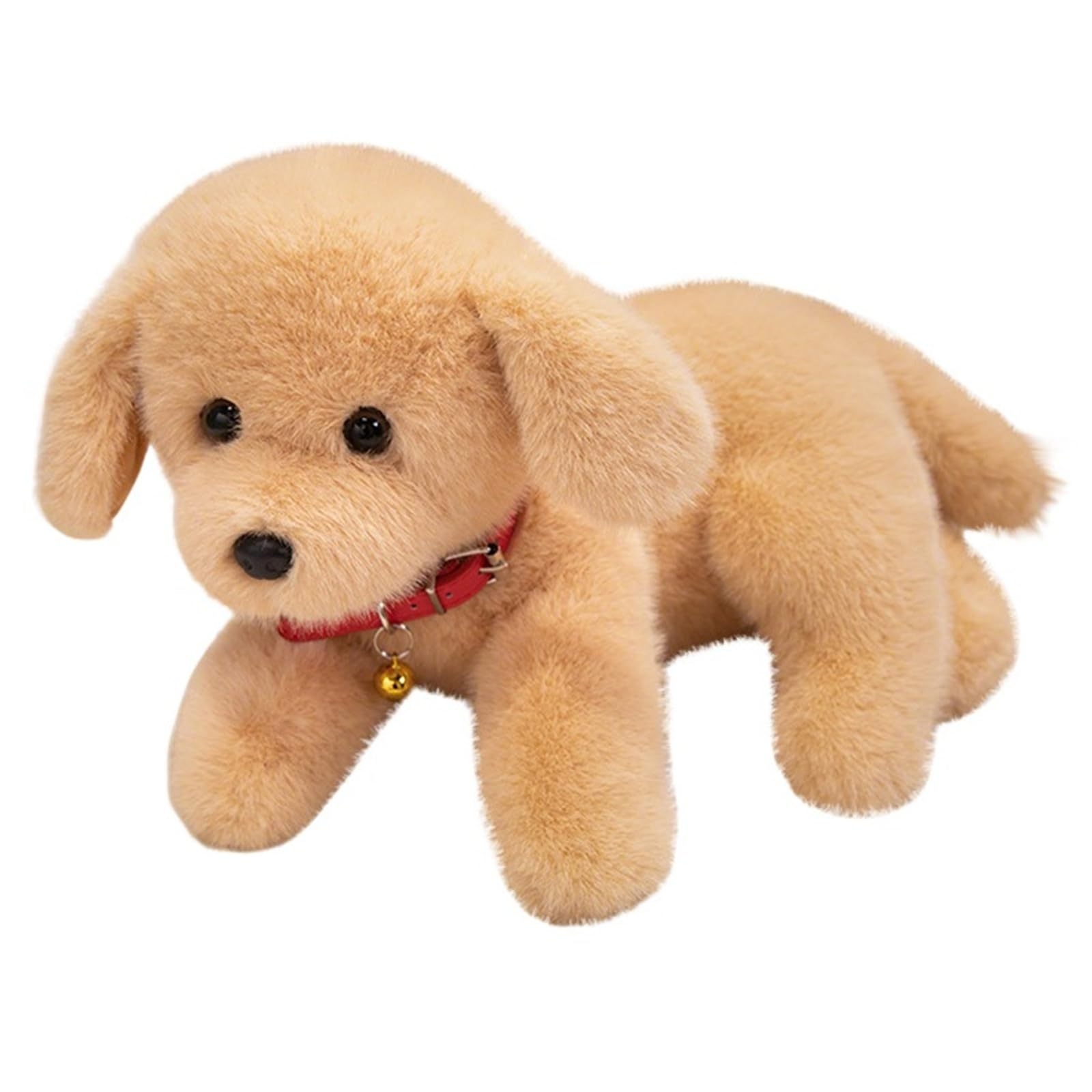 KUKUShining Labrador Dog Plush, Realistic Puppy Stuffed Animal with Bell Collar Labrador Fluffy Plushies Toy for Playing(Brown,33cm/12.9in)