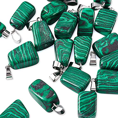 Beadthoven 24pcs Malachite Pendants Irregular Healing Stone Crystal Chakra Reiki