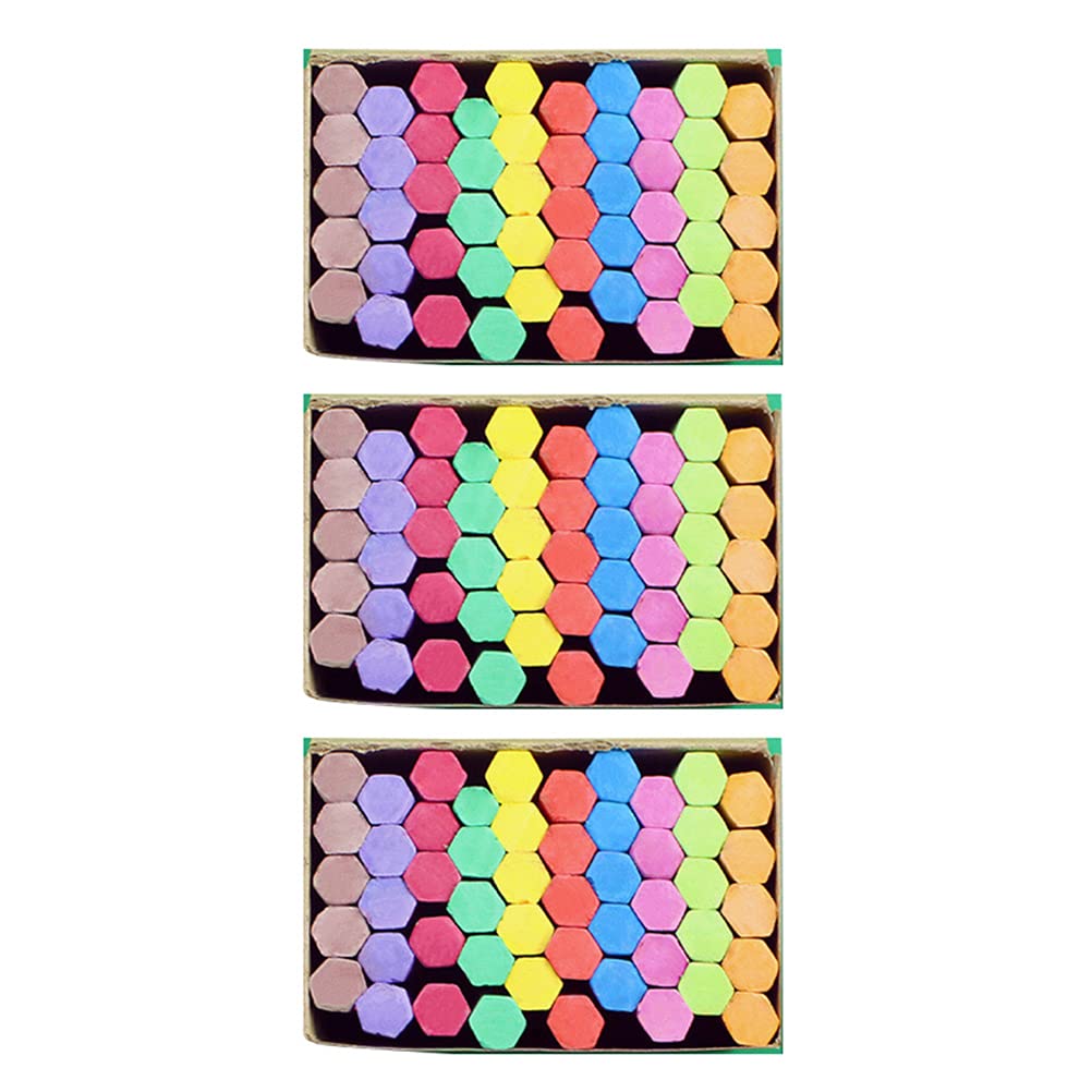Uonlytech Gessi Colorati senza Polvere a Sezione Esagonale per Lavoro All'aperto e Disegno su Tavolo 3 Confezioni per Ragazzo Ragazza e Insegnanti