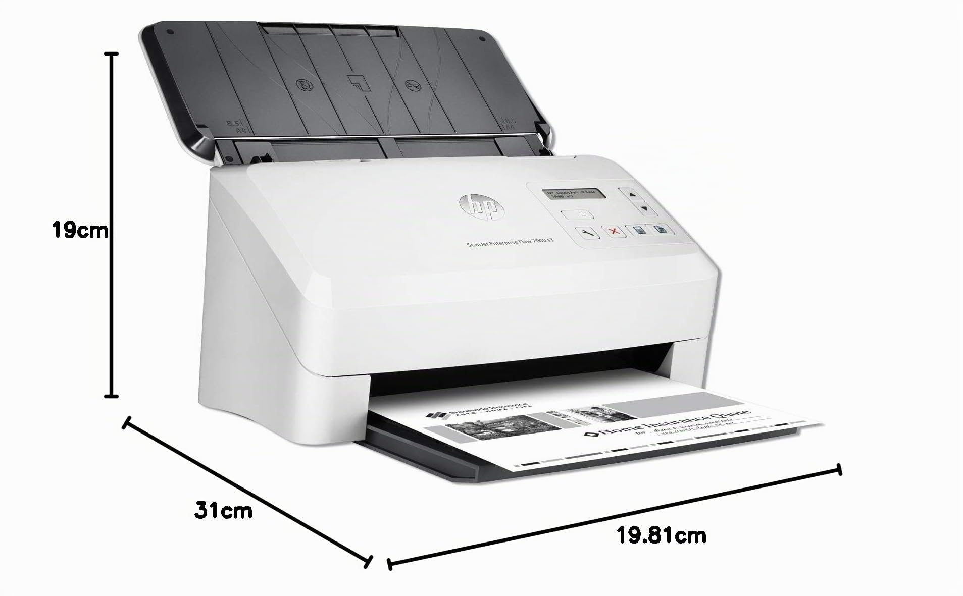 HP Scanjet Enterprise Flow 7000 S3 (L2757A), Doppia Scansione a Singolo Passaggio, Formato A3, Professionale per Documenti e Immagini, Piccolo e Sottile, Bianco
