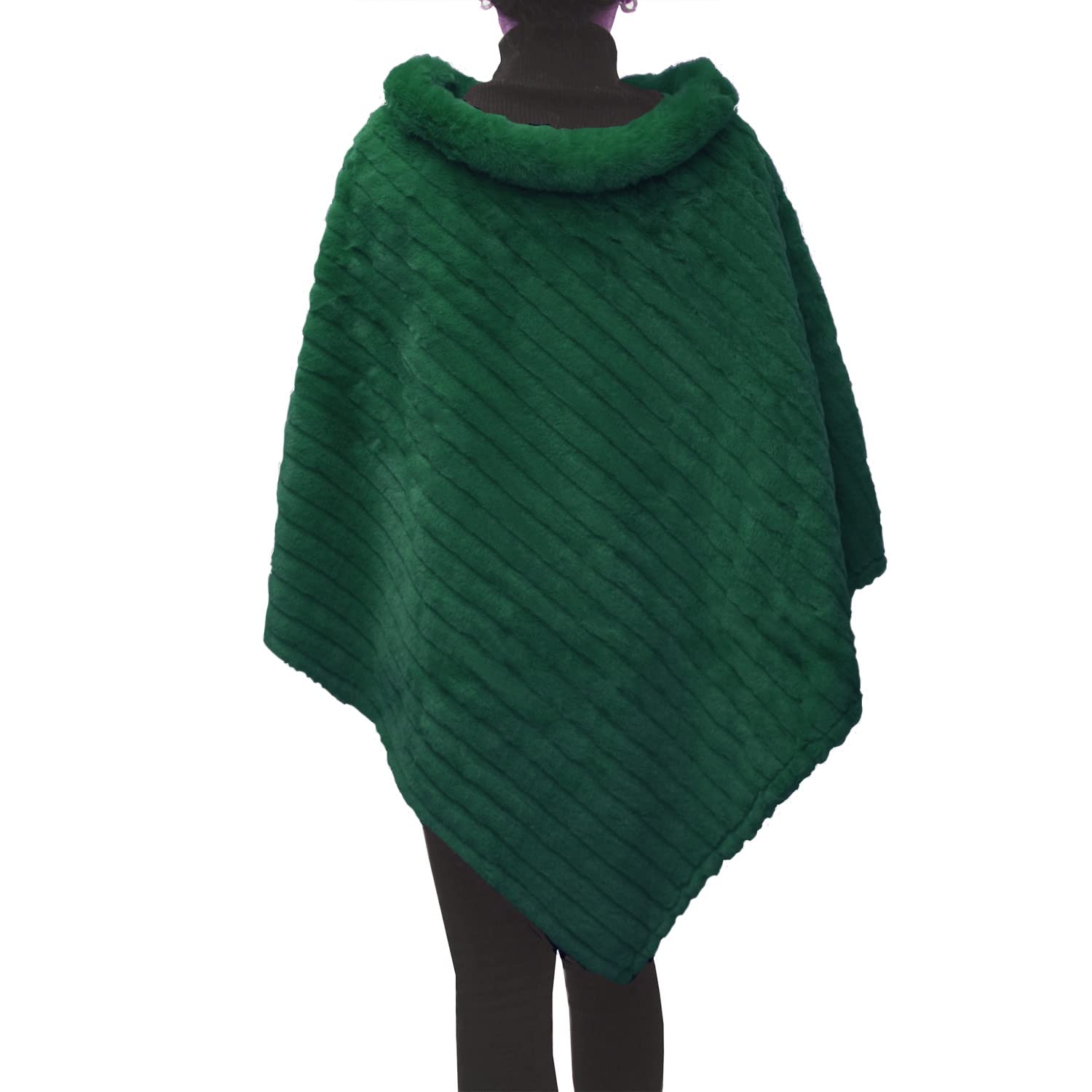 Glamexx24 Femme Poncho d'hiver Elégante Chaud Manteau en Fausse Fourrure Tricoté Col Rond Veste épaisse Cape Automne Hiver Cadeau