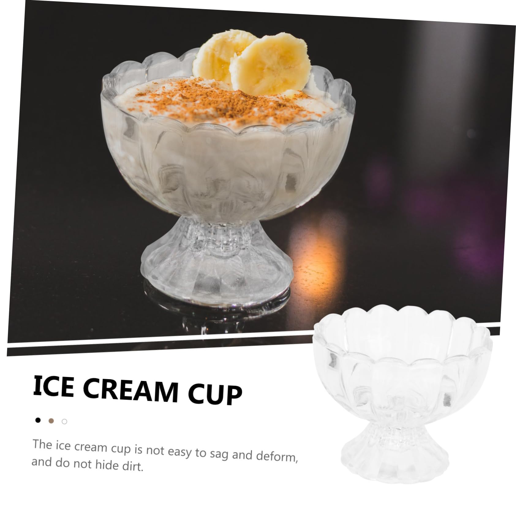 Mikinona 5piezas Tazón De Pudín De Helado De Vidrio Artesanal Para Ensalada De Frutas Tapa Para Helado y Postres